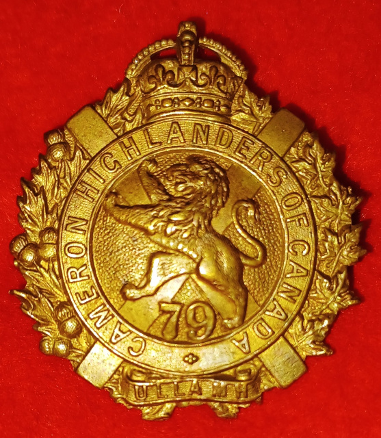 MM224 - 79th Cameron Highlanders Solid Collar Badge, c. 1910